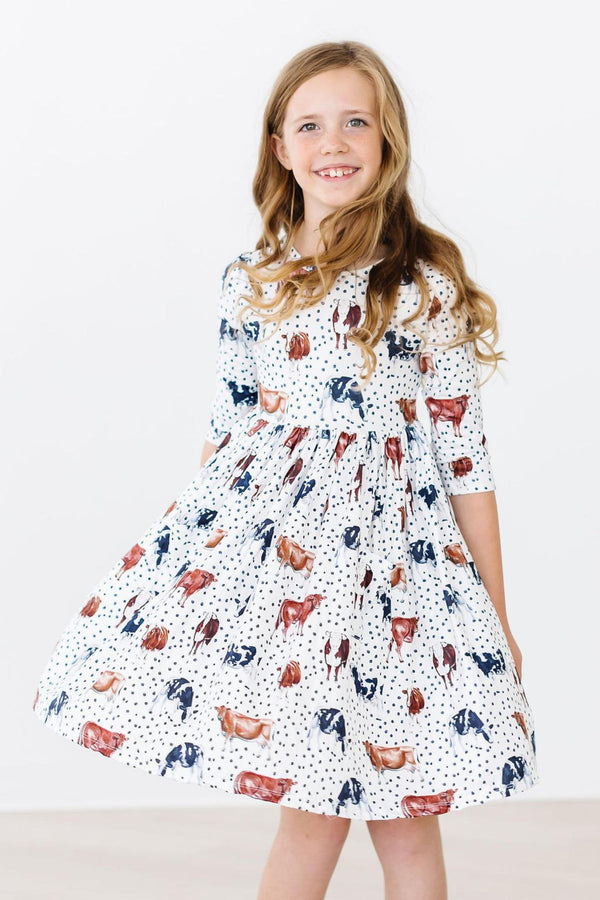 moo-meadows-3-4-sleeve-pocket-twirl-dress Mila &  Rose - Sophia's Style-Moo Meadows 3/4 Sleeve Pocket Twirl Dress-6-12M--1